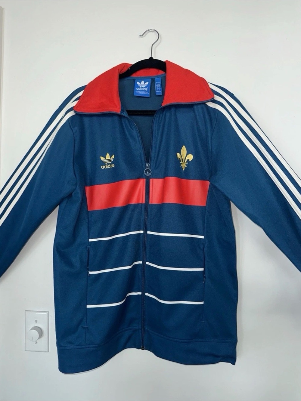 Retro Vintage Adidas Originals France Track Jacket Fleur-de-Lis, Size Large
